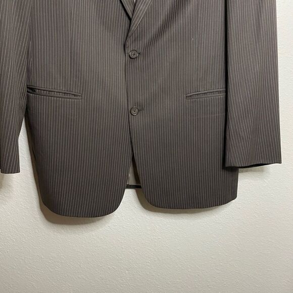 Hart Schaffner Marx Gold Trumpeter Blazer 40R Loro Piana Brown Pinstripe Jacket - Picture 3 of 8